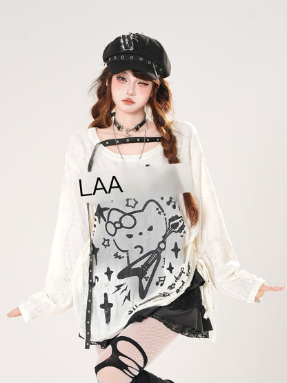 kelly_kitty_Guitar_Cat_Cutout_Drawstring_Relaxed_Women&