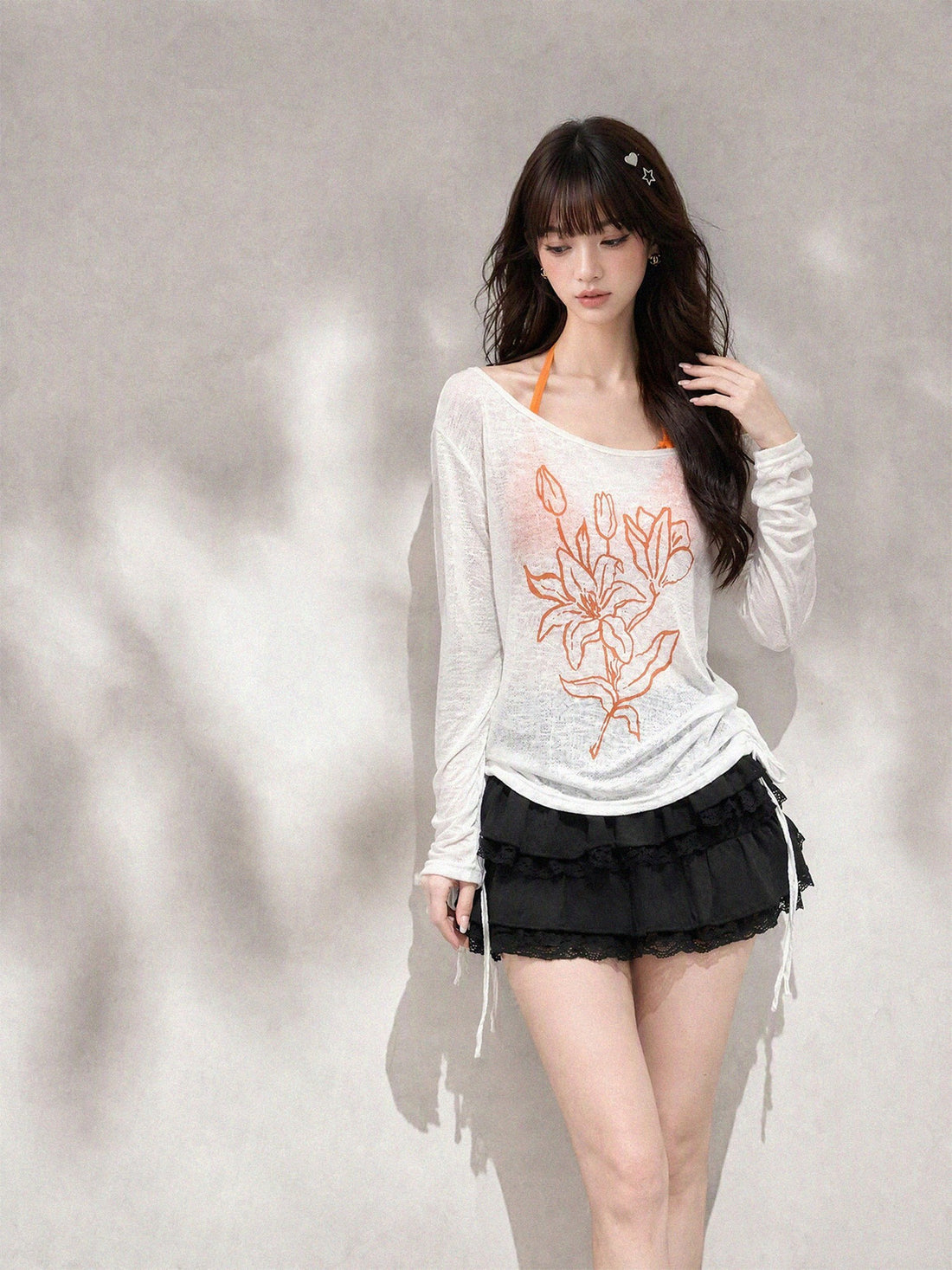 kelly kitty Halter Layered Floral Loose Fit Women&
