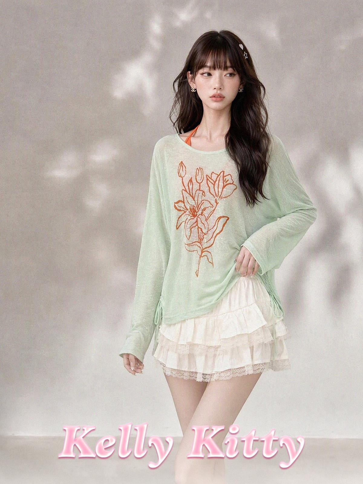 kelly kitty Halter Layered Floral Loose Fit Women&