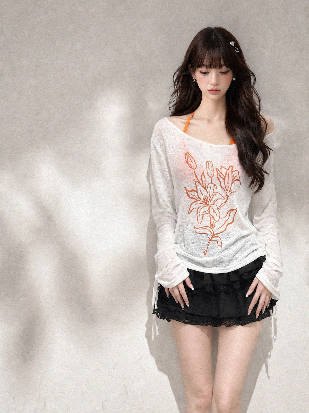 kelly kitty Halter Layered Floral Loose Fit Women&