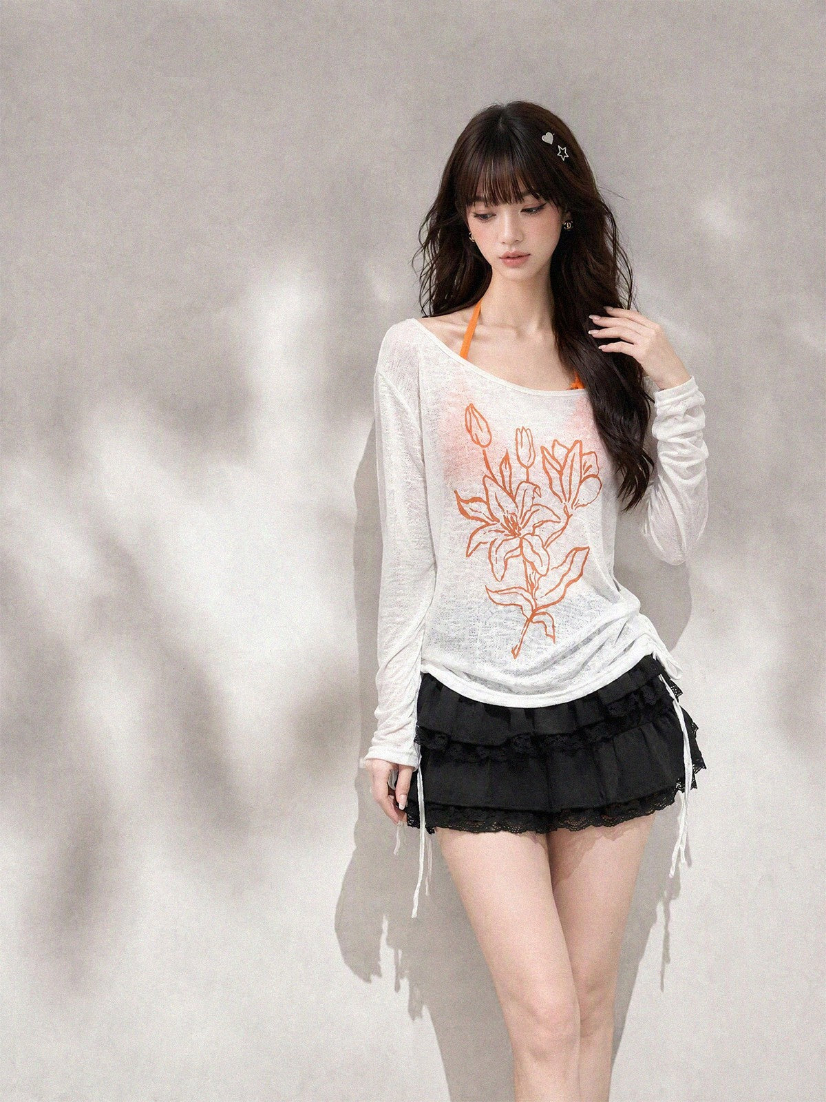 kelly kitty Halter Layered Floral Loose Fit Women&
