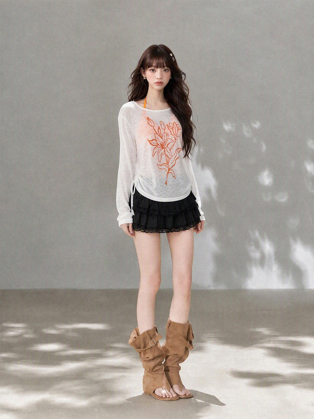 kelly kitty Halter Layered Floral Loose Fit Women&