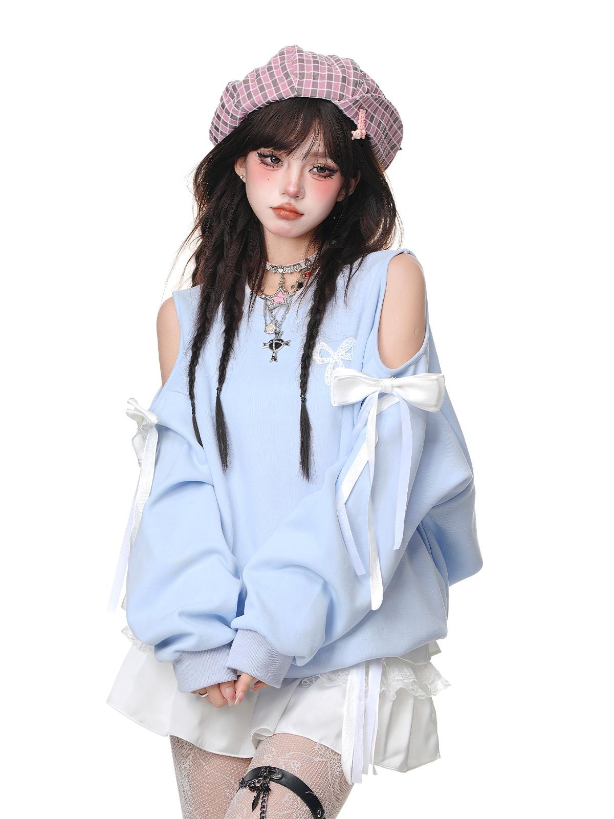 kelly kitty Ivory French Lace Tiered High Waist A Line Women&