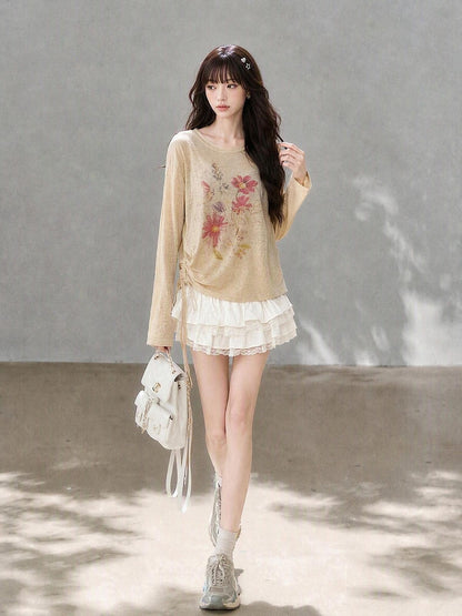 kelly kitty Korean Drawstring Lightweight Round Neck Women&