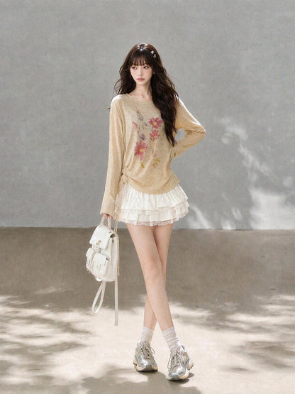 kelly kitty Korean Drawstring Lightweight Round Neck Women&