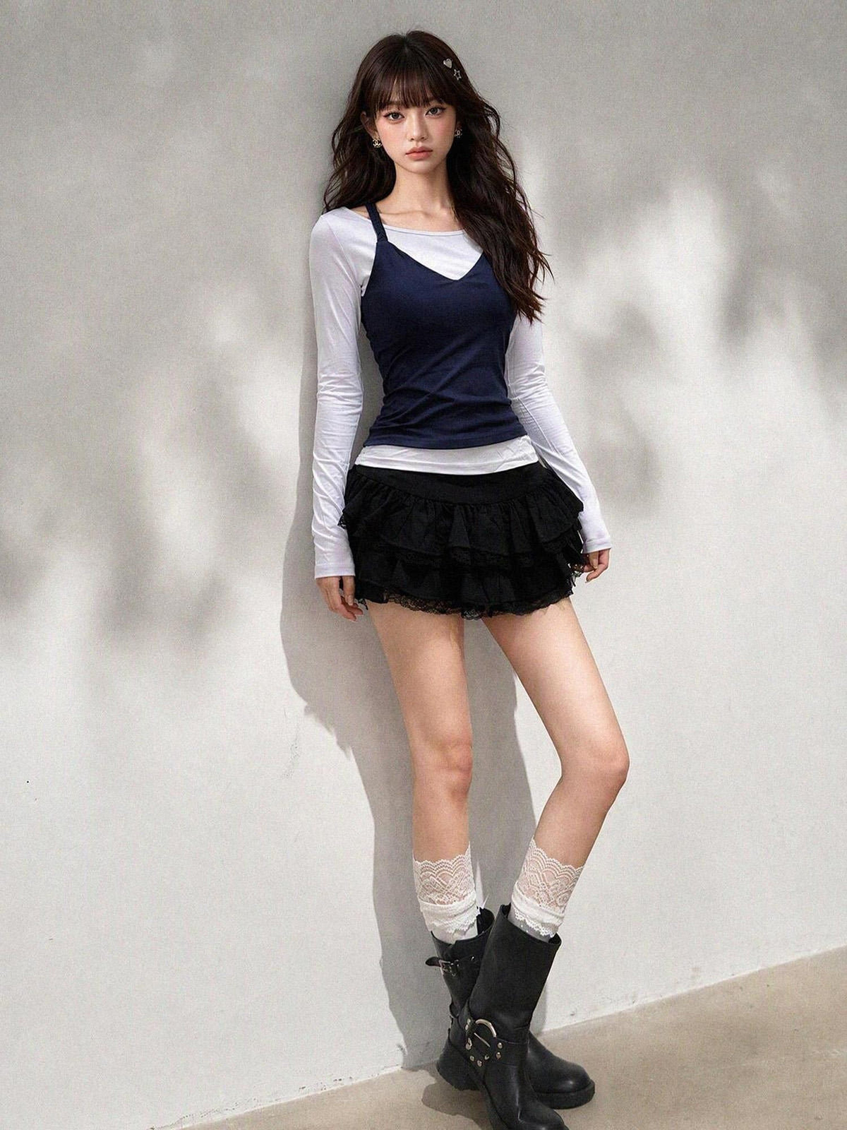 kelly kitty Korean Halter Vest Slim Fit Two Piece Women&