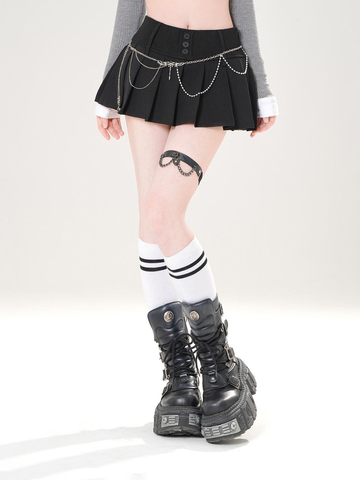 kelly kitty Korean Model Proportion Pleated A Line Puff Women&