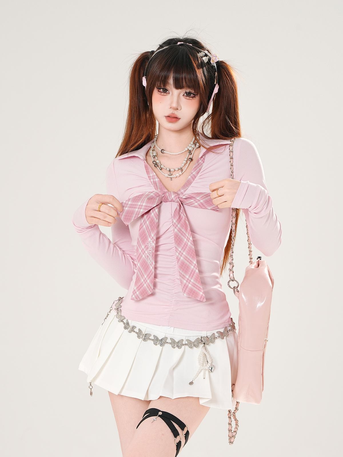 kelly kitty Korean Model Proportion Pleated A Line Puff Women&