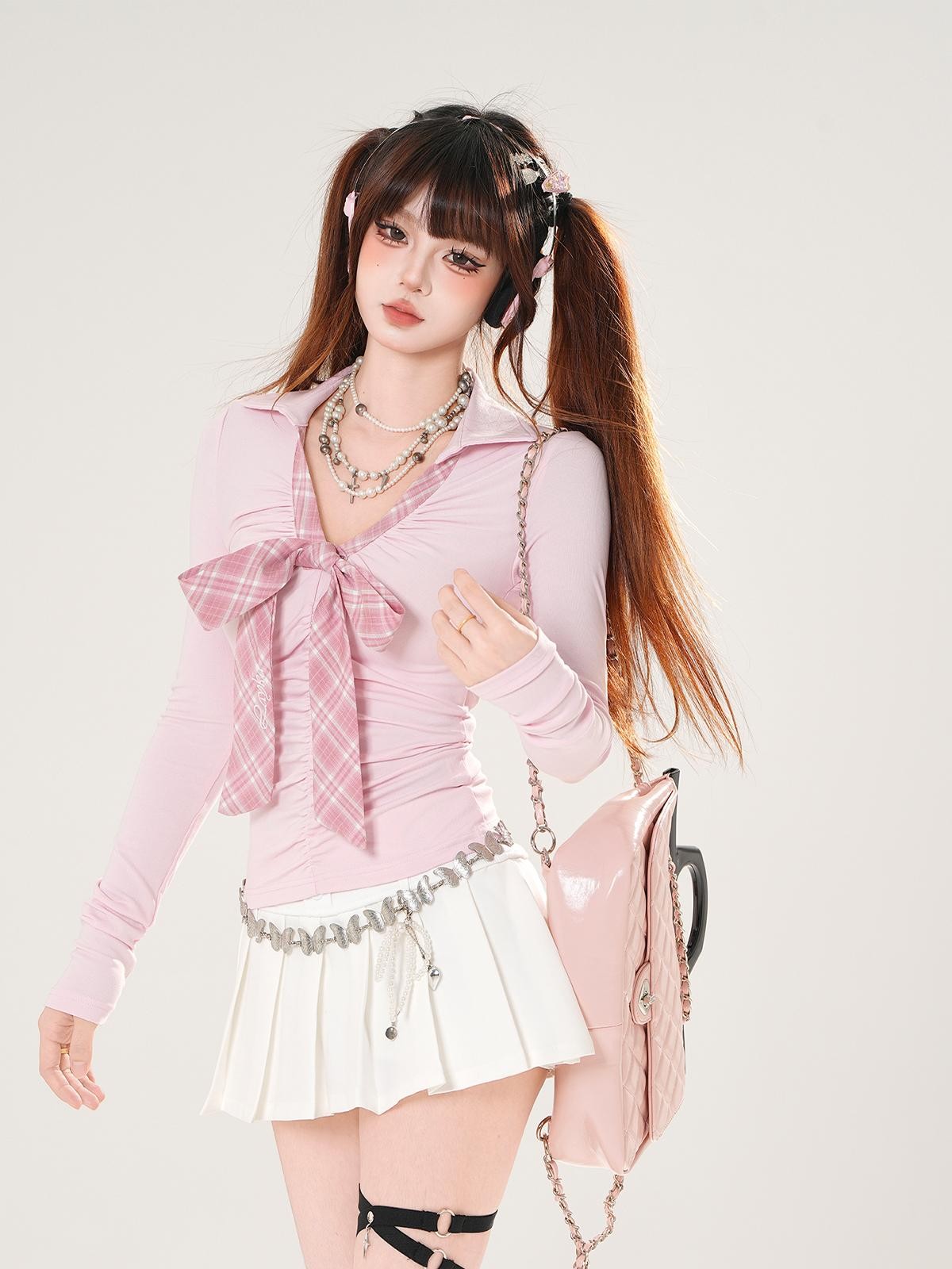 kelly kitty Korean Model Proportion Pleated A Line Puff Women&