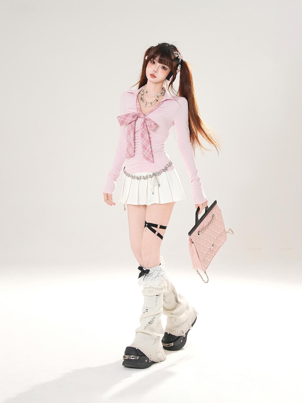 kelly kitty Korean Model Proportion Pleated A Line Puff Women&