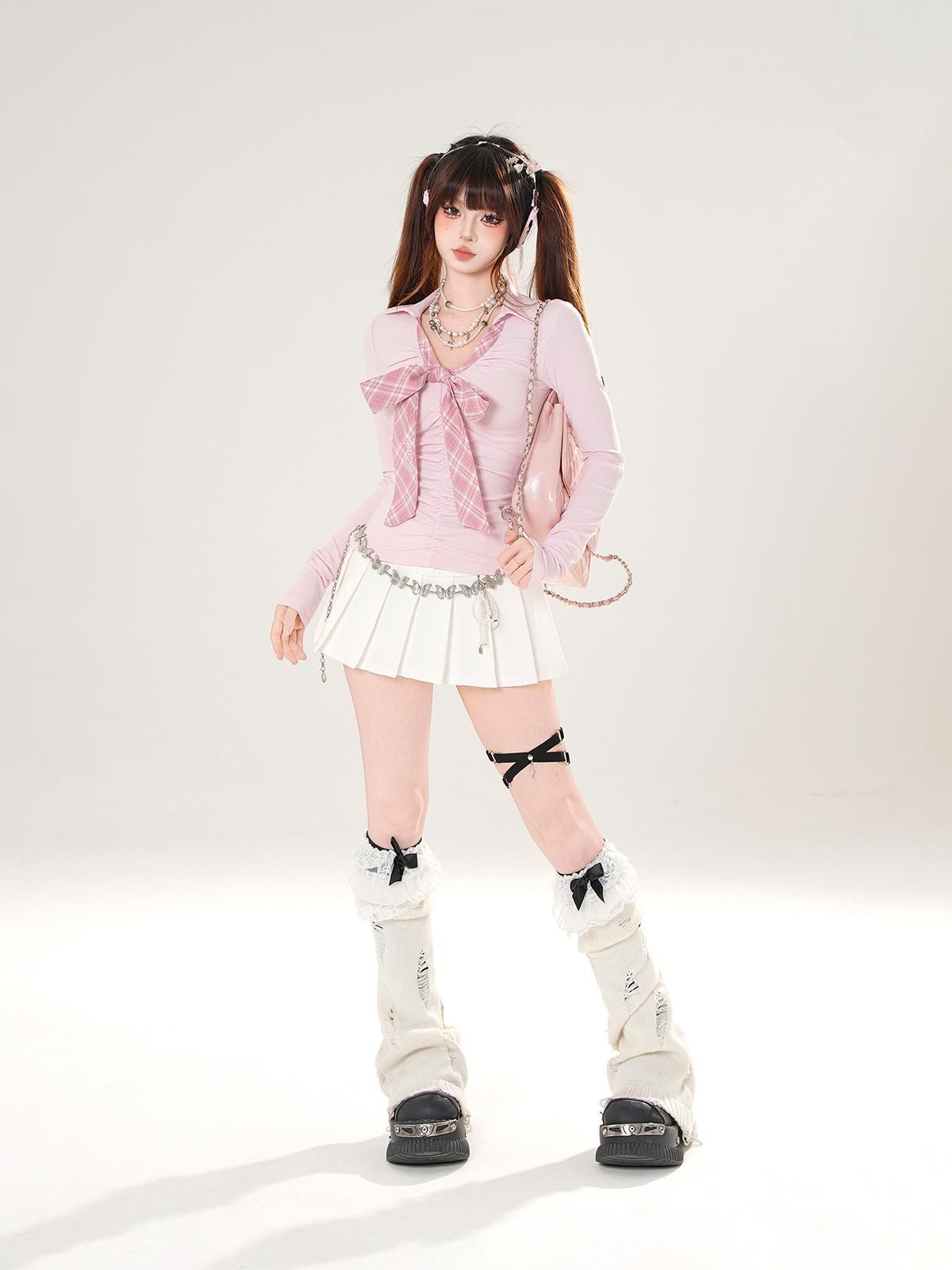 kelly kitty Korean Model Proportion Pleated A Line Puff Women&