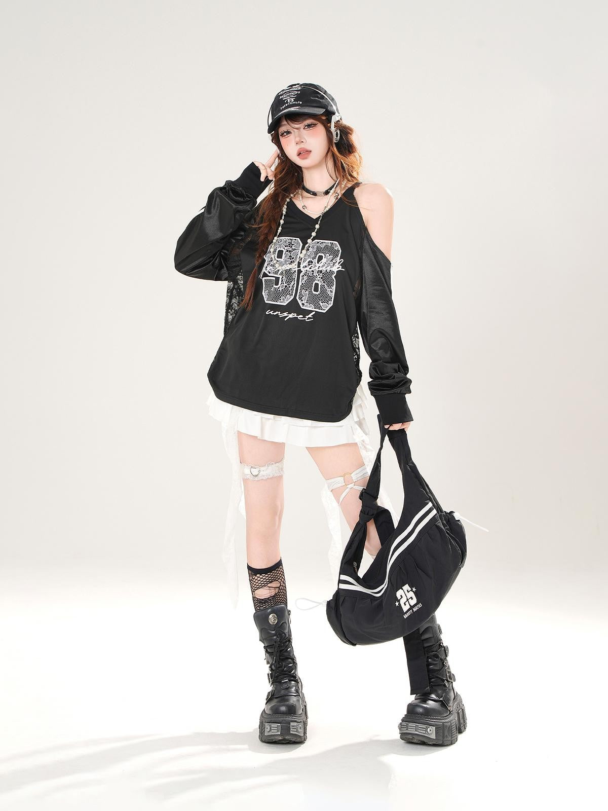 kelly kitty Leggy Lace Mid Waist Casual Standard Women&