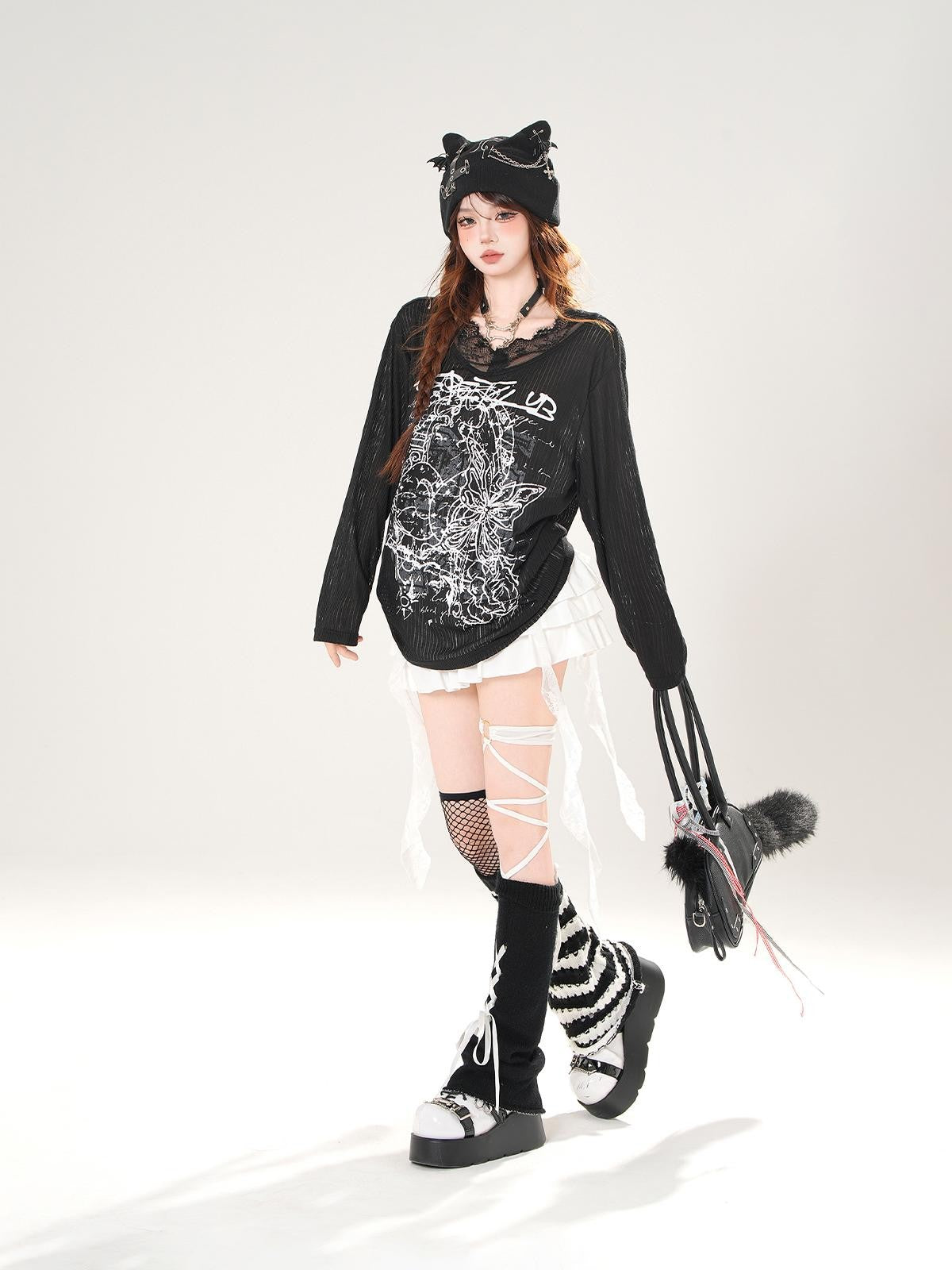kelly kitty Leggy Lace Mid Waist Casual Standard Women&