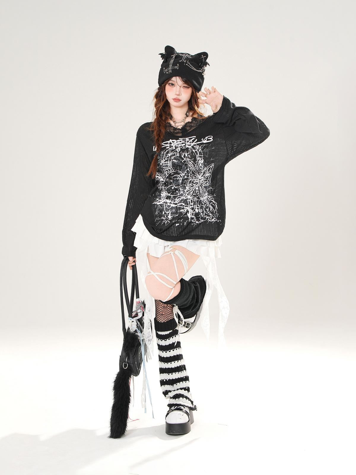 kelly kitty Leggy Lace Mid Waist Casual Standard Women&