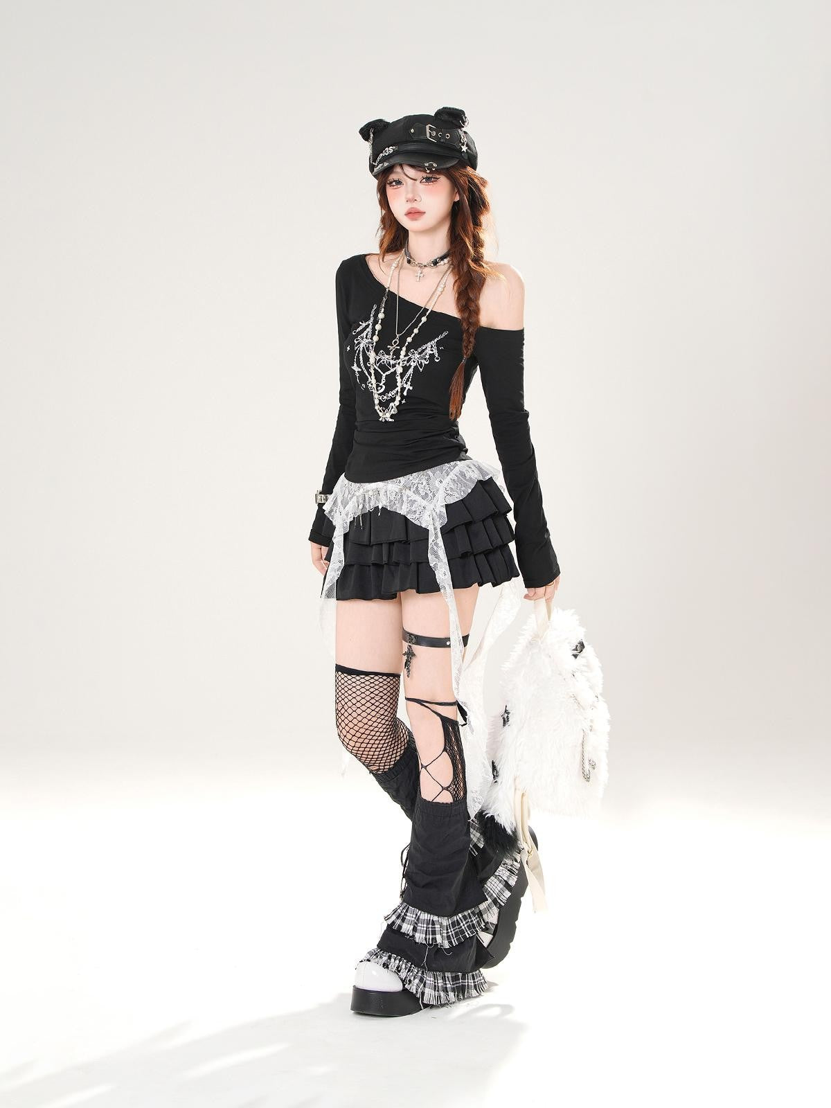 kelly kitty Leggy Lace Mid Waist Casual Standard Women&