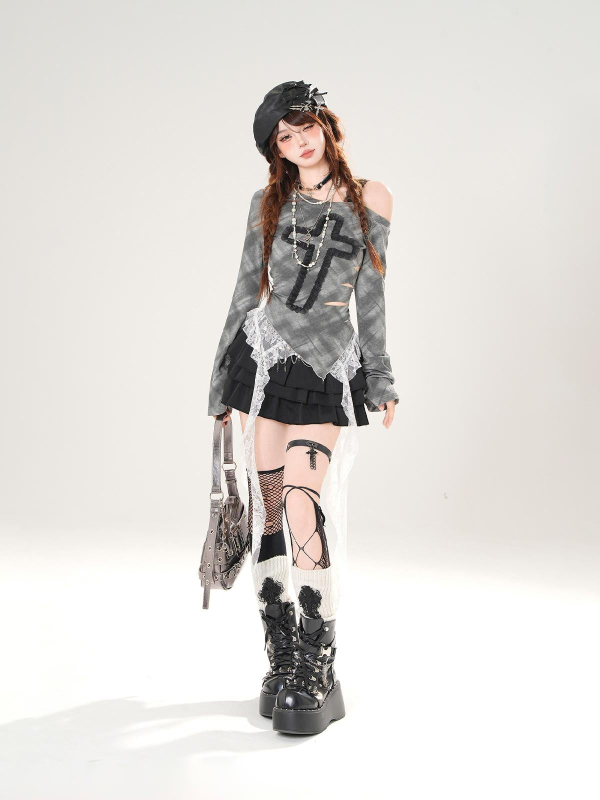 kelly kitty Leggy Lace Mid Waist Casual Standard Women&