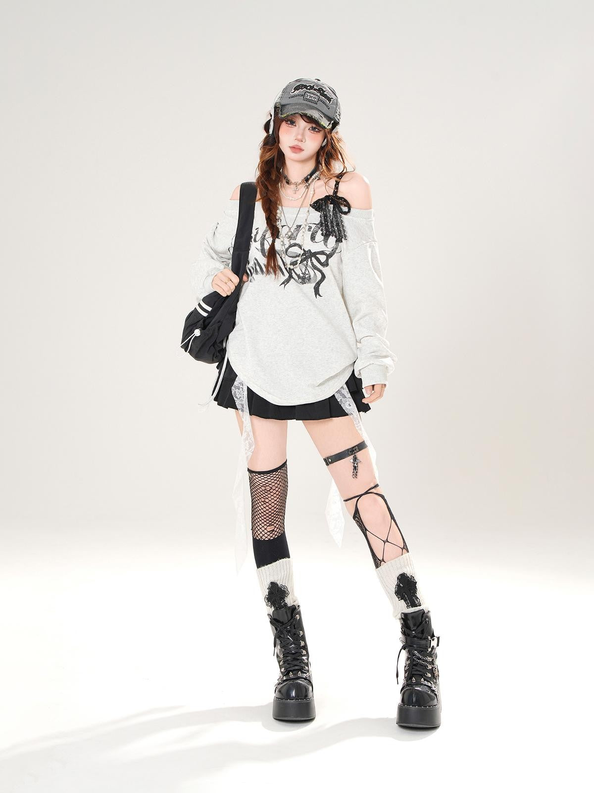 kelly kitty Leggy Lace Mid Waist Casual Standard Women&