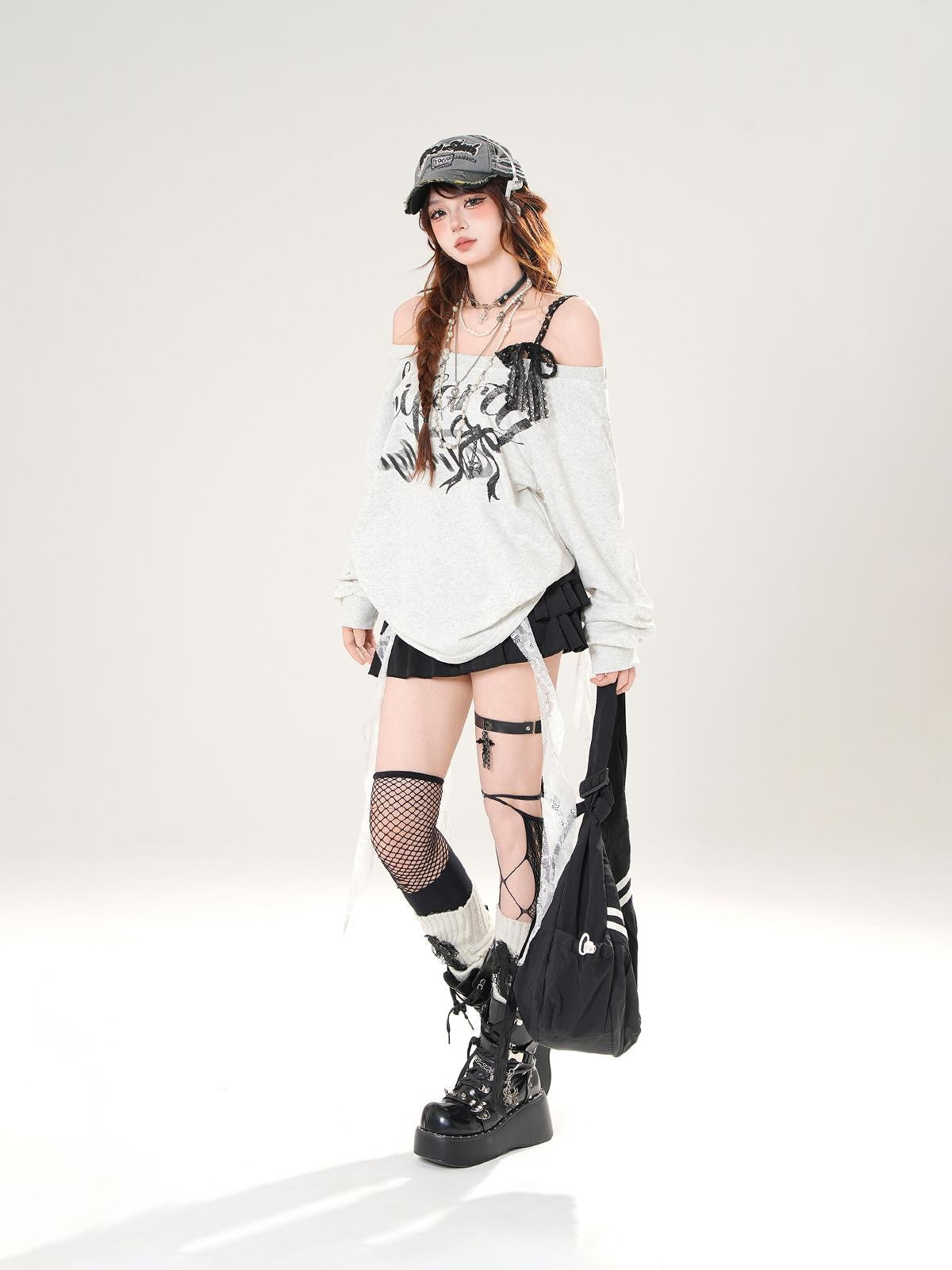 kelly kitty Leggy Lace Mid Waist Casual Standard Women&