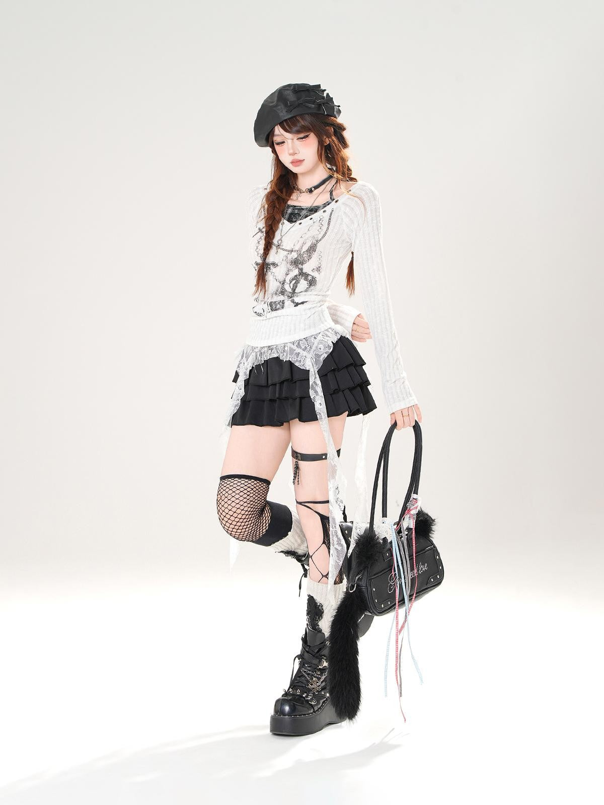 kelly kitty Leggy Lace Mid Waist Casual Standard Women&