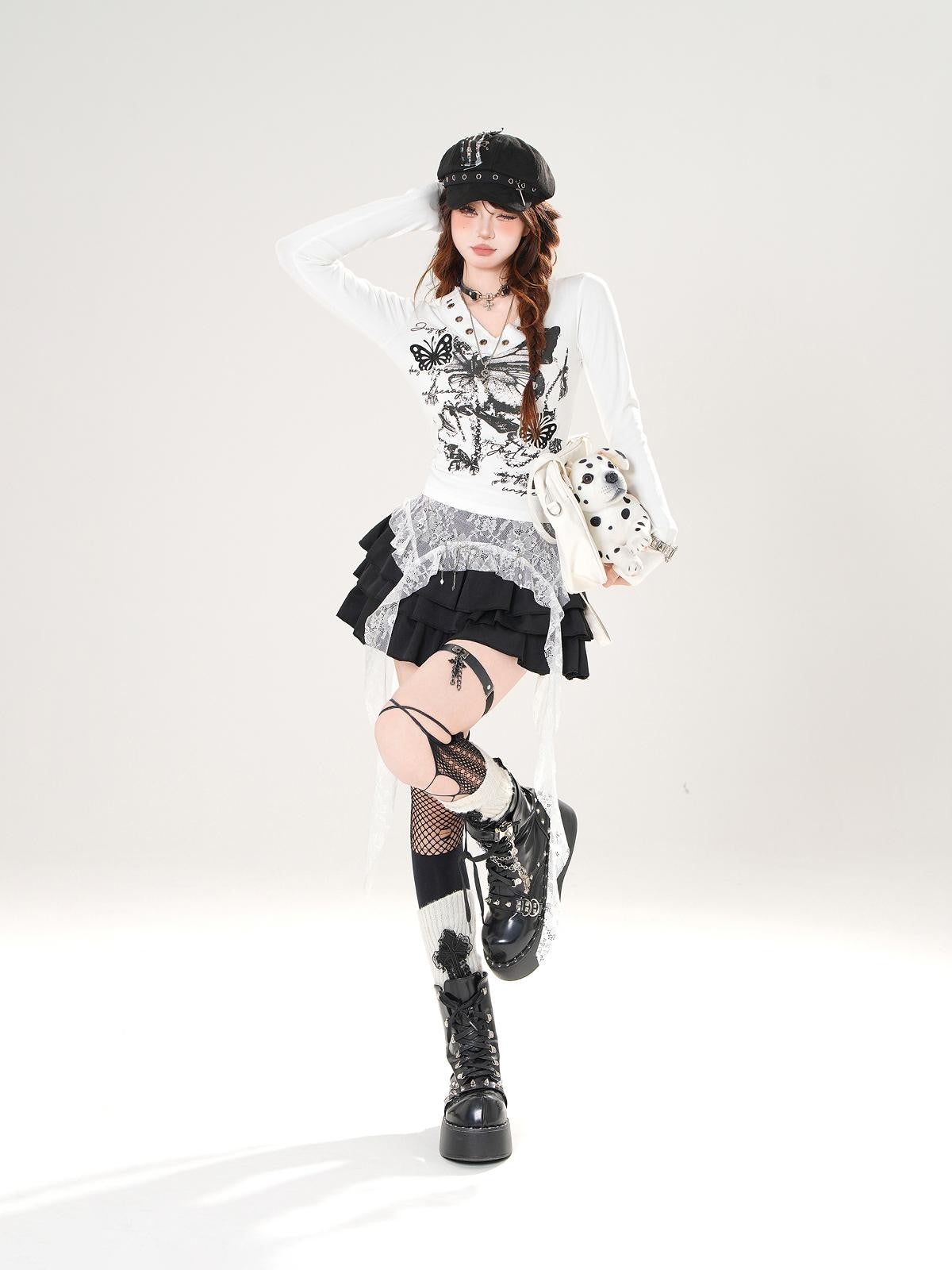 kelly kitty Leggy Lace Mid Waist Casual Standard Women&