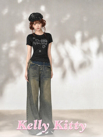kelly kitty Polka Dot Embroidered Korean Women&