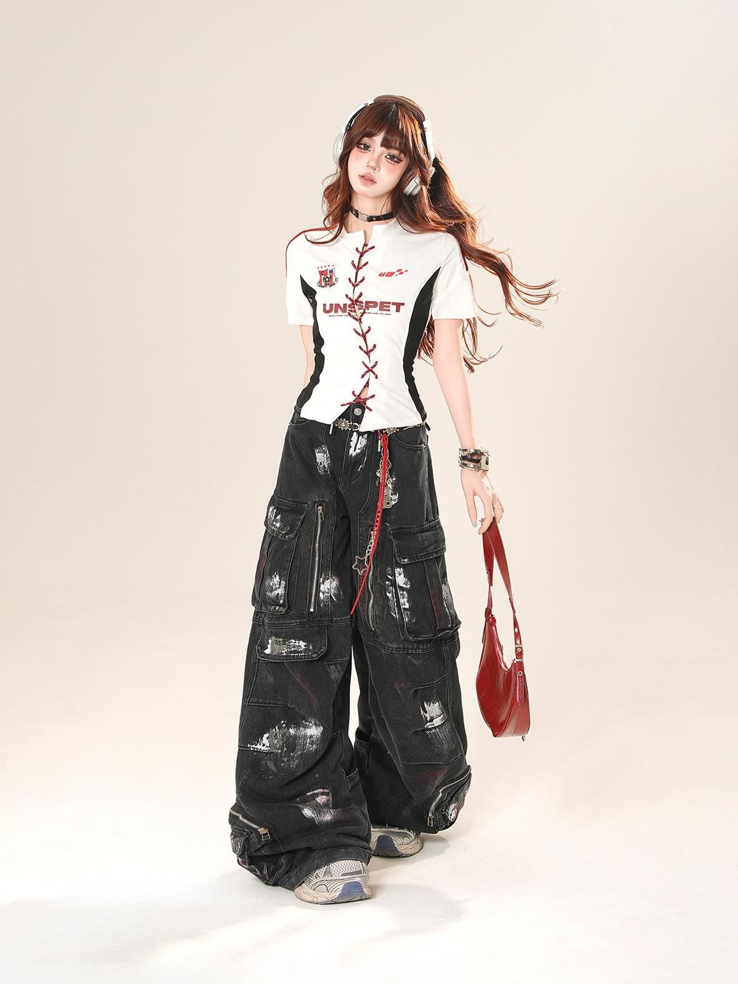 kelly kitty Rebel Cross Print Set Shoulder Women&