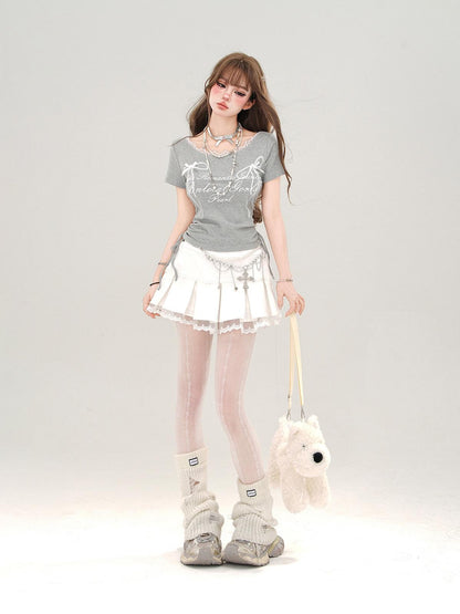 kelly kitty Rebellious Sexy Lace Drawstring Cropped Slim Women&