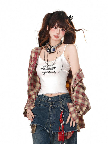 kelly kitty Sexy Slimming Cropped Layering Spaghetti Strap Women&