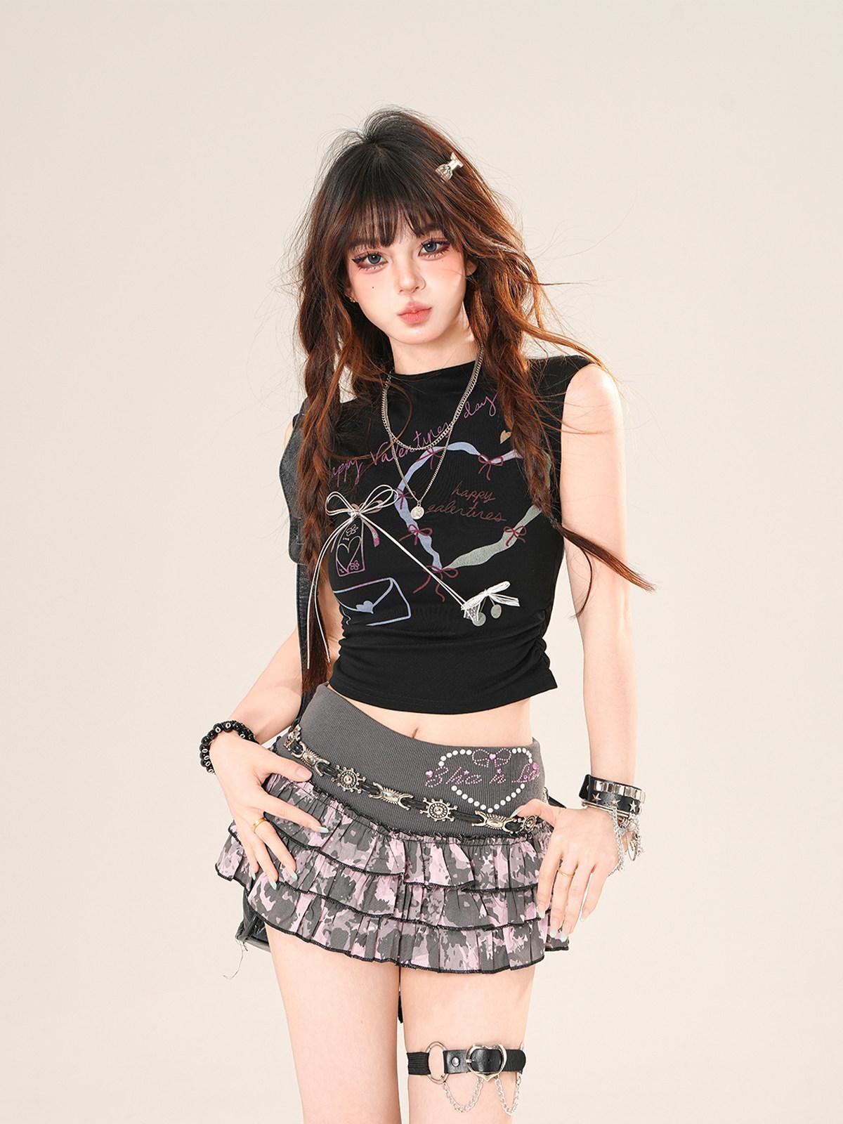 kelly kitty Sexy Spaghetti Strap Drawstring Cropped Slimming Women&