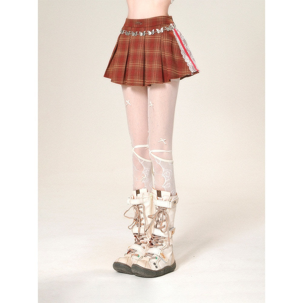 kelly_kitty_Slimming_Mini_Glen_Plaid_Lace_Trimmed_Women&