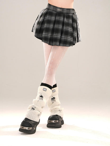 kelly kitty Slimming Mini Glen Plaid Lace Trimmed Women&