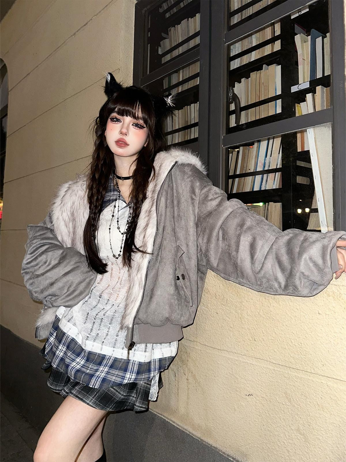kelly kitty Slimming Mini Glen Plaid Lace Trimmed Women&