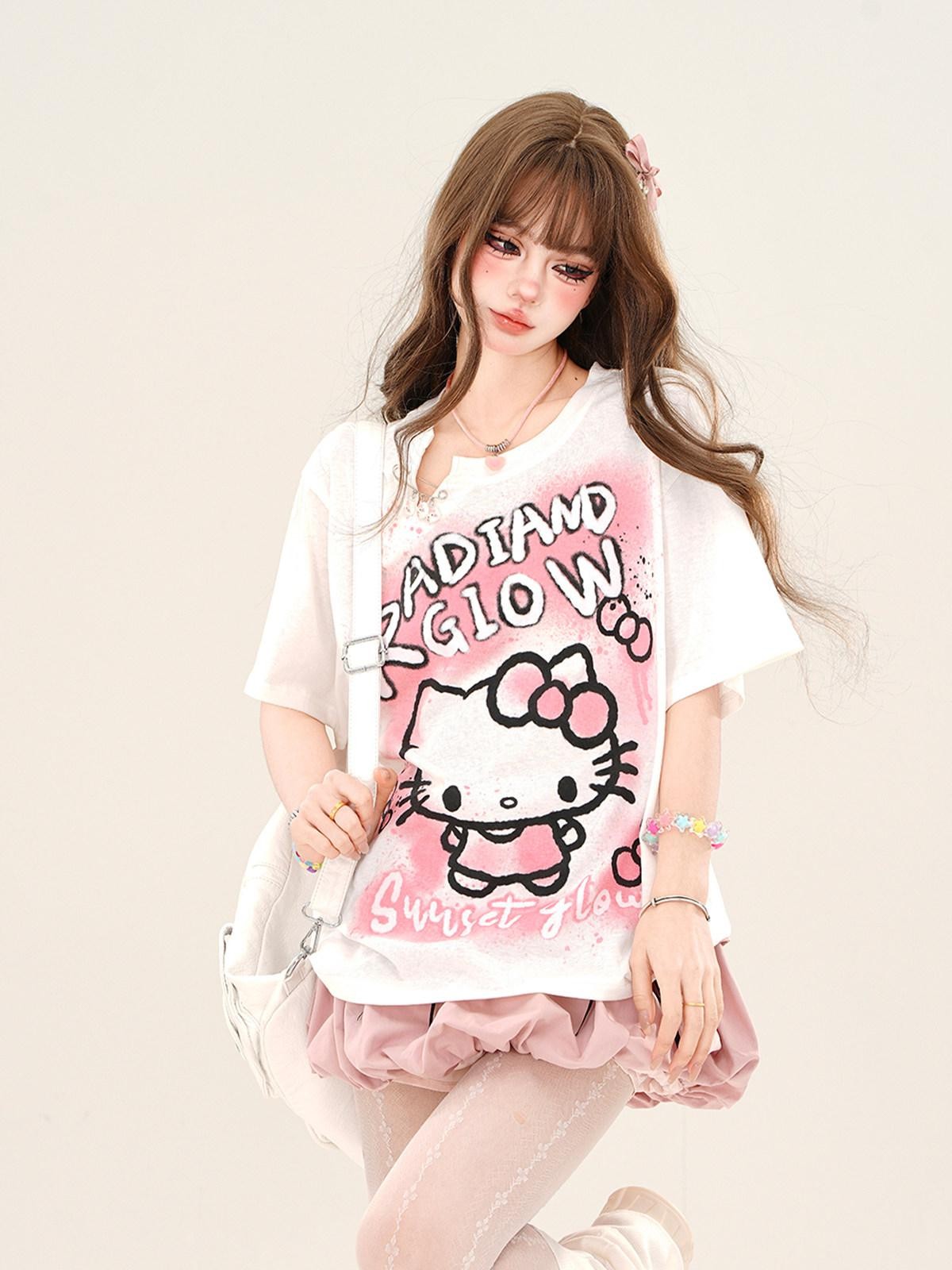 kelly kitty Soft Milk Candy Pastel Cloud Motif Print Women&