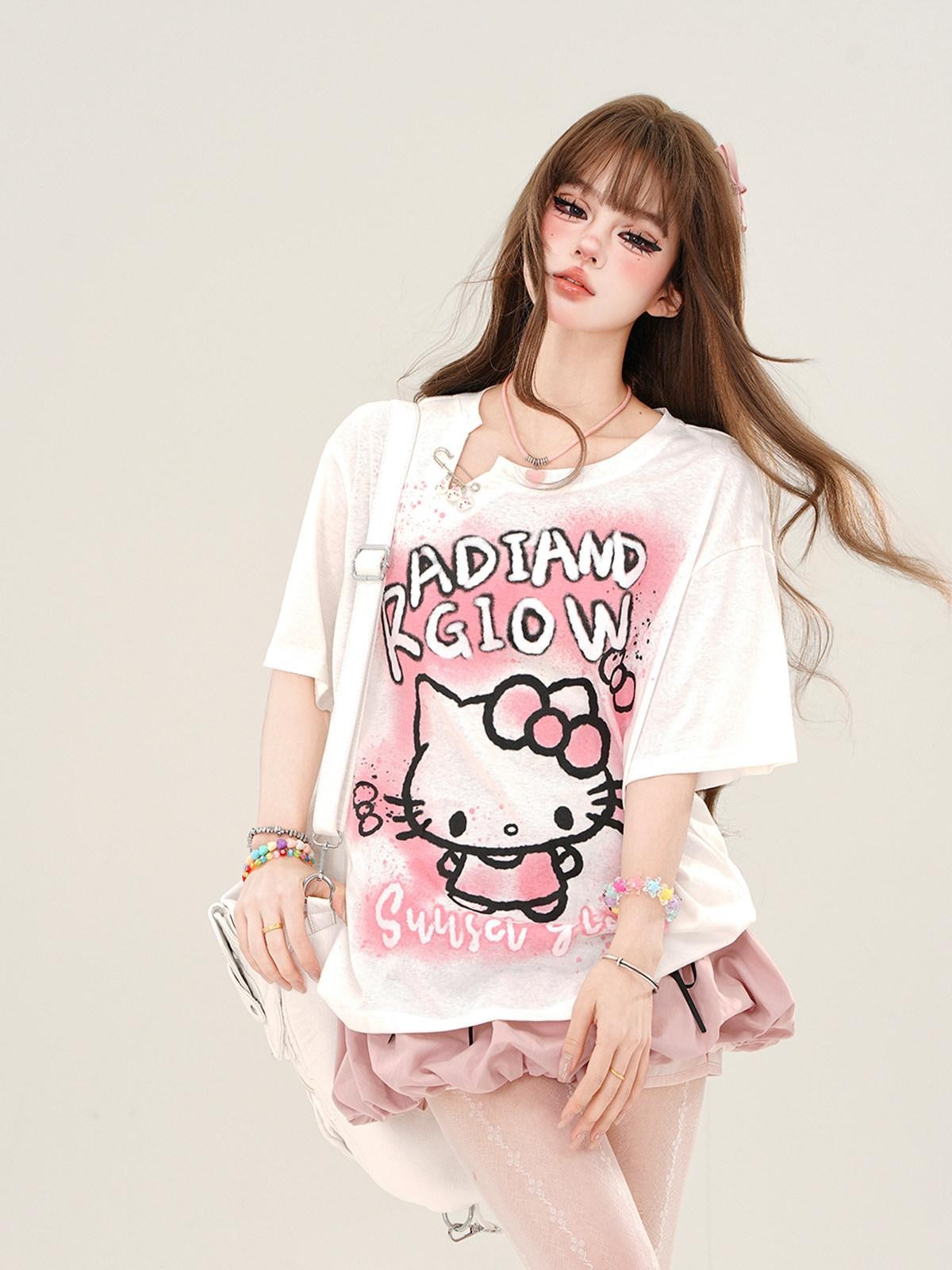 kelly kitty Soft Milk Candy Pastel Cloud Motif Print Women&