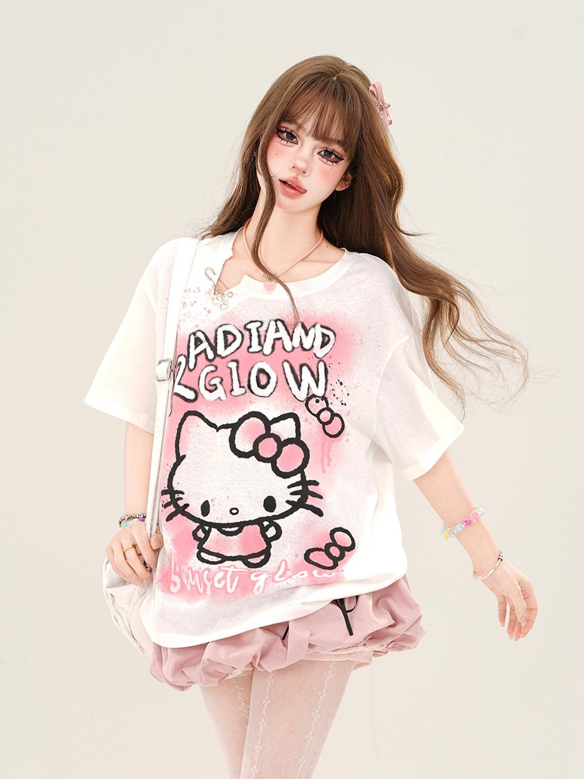 kelly kitty Soft Milk Candy Pastel Cloud Motif Print Women&