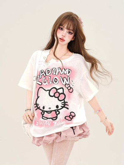 kelly kitty Soft Milk Candy Pastel Cloud Motif Print Women&