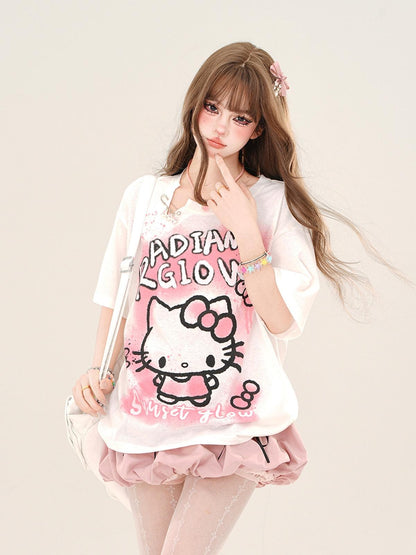 kelly kitty Soft Milk Candy Pastel Cloud Motif Print Women&