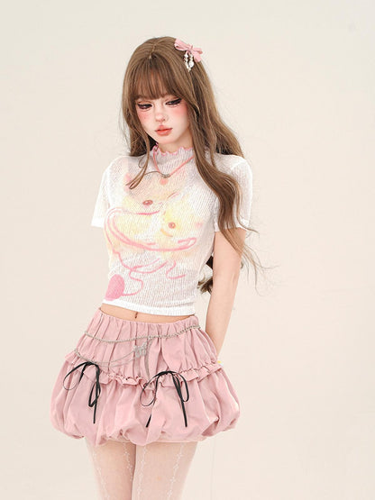kelly kitty Soft Milk Candy Pastel Cloud Motif Print Women&