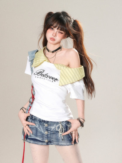 kelly_kitty_Soft_White_Striped_Patchwork_Waist_Cinch_Women&