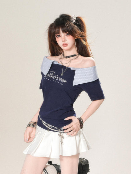 kelly kitty Soft White Striped Patchwork Waist Cinch Women&