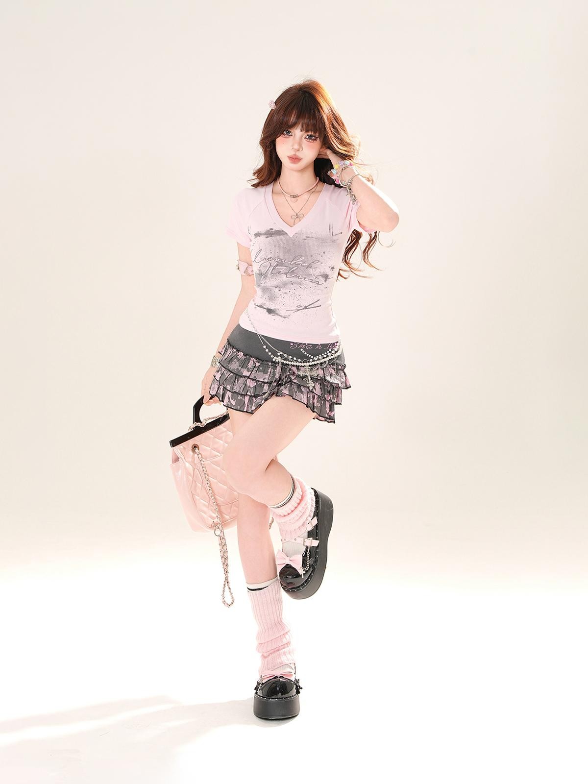 kelly kitty Street Creative Printed V-neck Women&