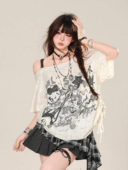 kelly kitty Street Graffiti One Shoulder Women&