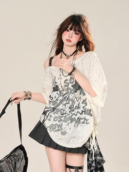 kelly kitty Street Graffiti One Shoulder Women&