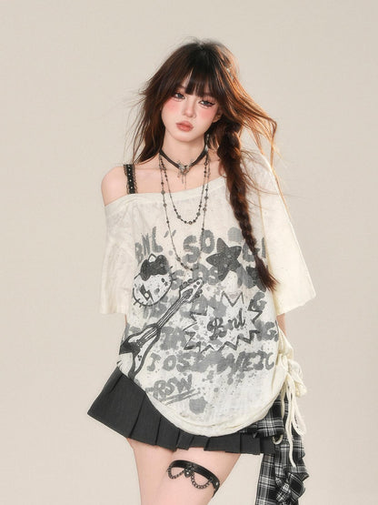kelly kitty Street Graffiti One Shoulder Women&