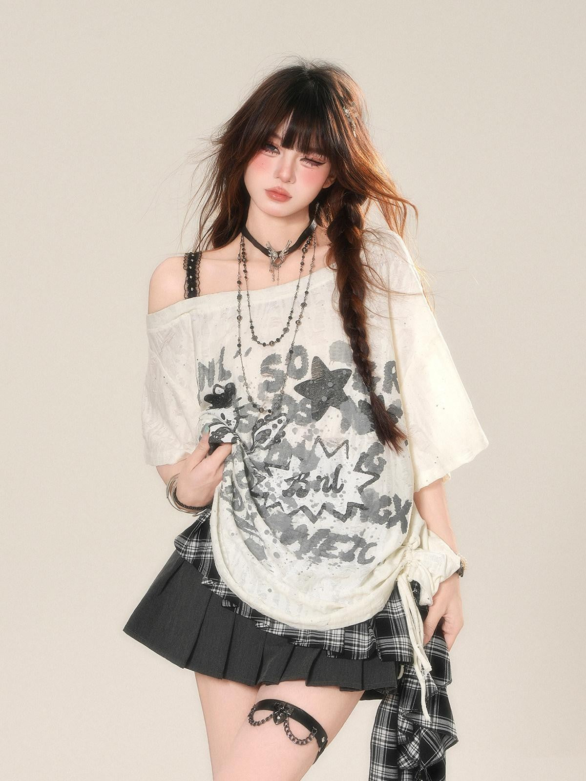 kelly kitty Street Graffiti One Shoulder Women&