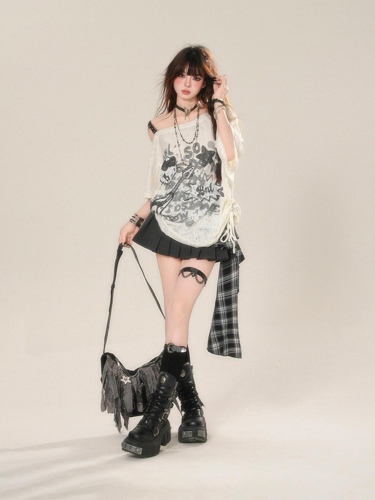 kelly kitty Street Graffiti One Shoulder Women&