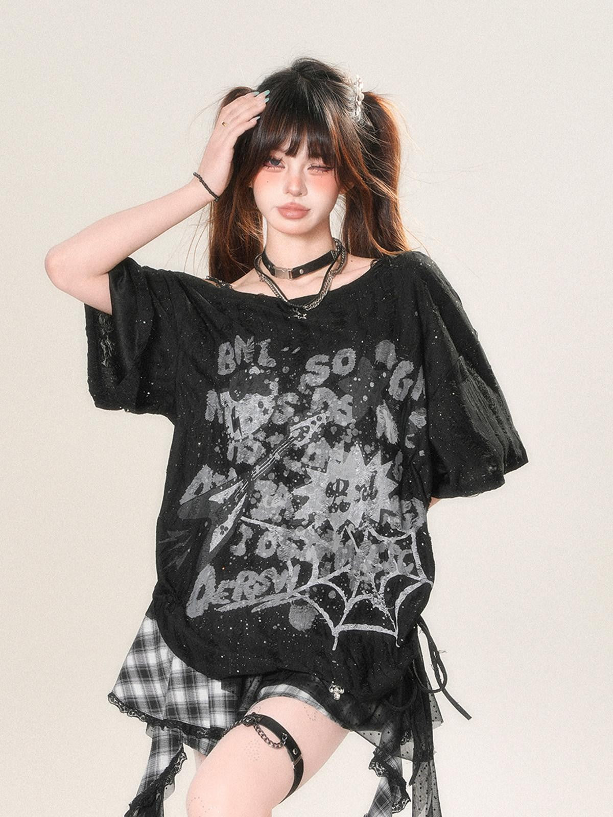 kelly kitty Street Graffiti One Shoulder Women&