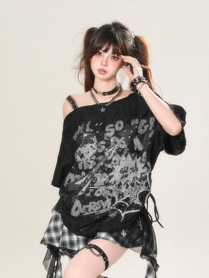 kelly kitty Street Graffiti One Shoulder Women&