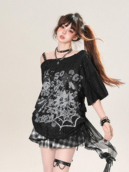 kelly kitty Street Graffiti One Shoulder Women&