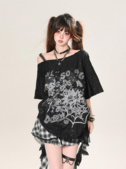 kelly kitty Street Graffiti One Shoulder Women&